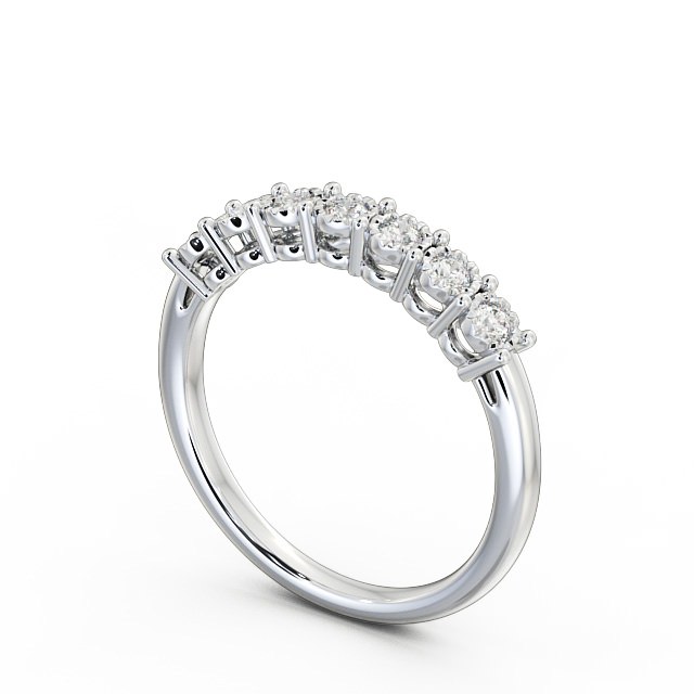 Seven Stone Round Diamond Ring 18K White Gold - Roselyn SE17_WG_SIDE