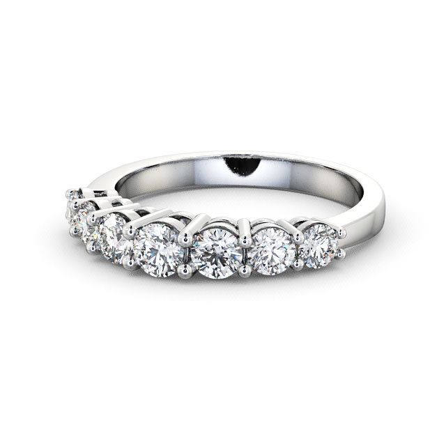 Seven Stone Round Diamond Ring 18K White Gold - Amley SE2_WG_FLAT