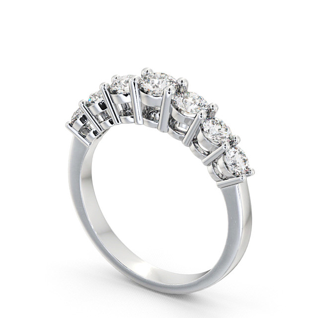 Seven Stone Round Diamond Ring 18K White Gold - Amley SE2_WG_SIDE