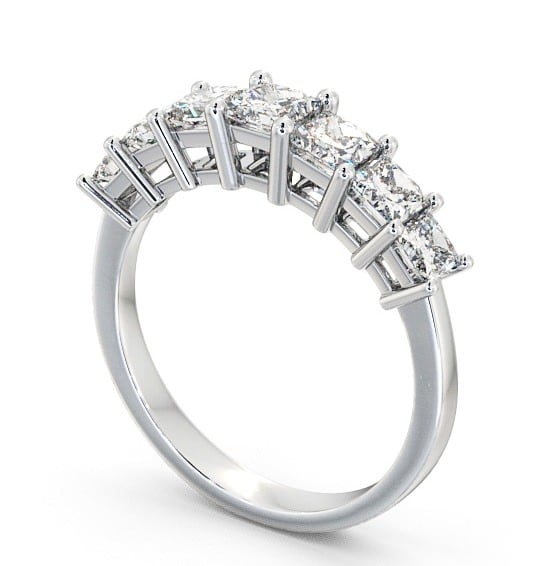 Seven Stone Princess Diamond Graduating Design Ring 18K White Gold SE3_WG_THUMB1