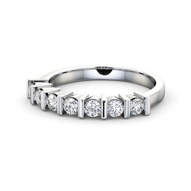 Seven Stone Round Diamond Ring 18K White Gold - Balerno SE4_WG_FLAT