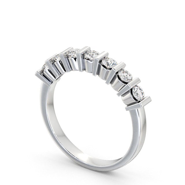Seven Stone Round Diamond Ring 18K White Gold - Balerno SE4_WG_SIDE