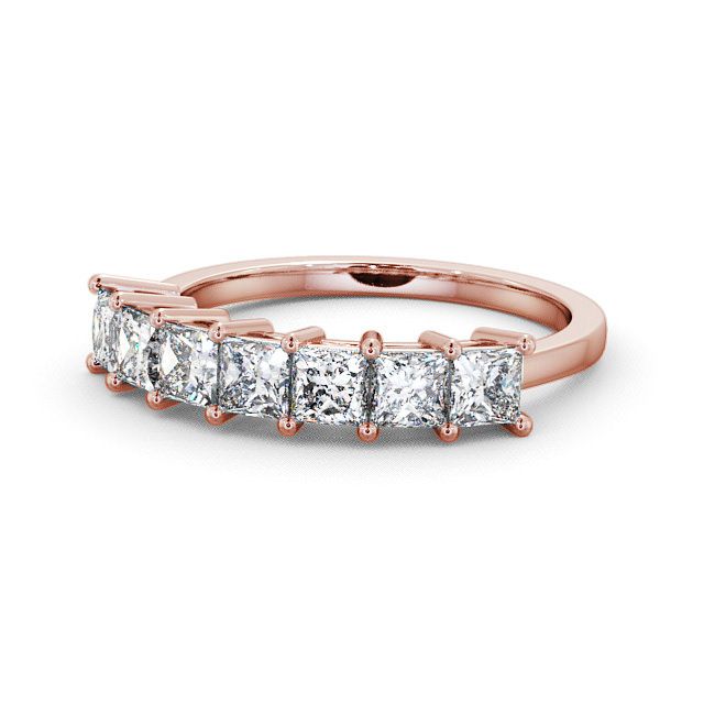 Seven Stone Princess Diamond Ring 9K Rose Gold - Hurley SE5_RG_FLAT
