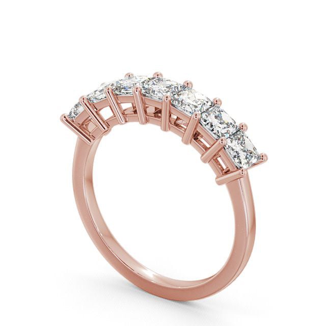 Seven Stone Princess Diamond Ring 9K Rose Gold - Hurley SE5_RG_SIDE
