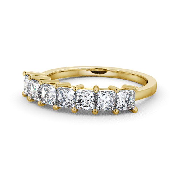 Seven Stone Princess Diamond Ring 9K Yellow Gold - Hurley SE5_YG_FLAT