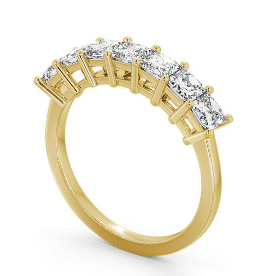 Seven Stone Princess Diamond Traditional Style Ring 9K Yellow Gold SE5_YG_THUMB1