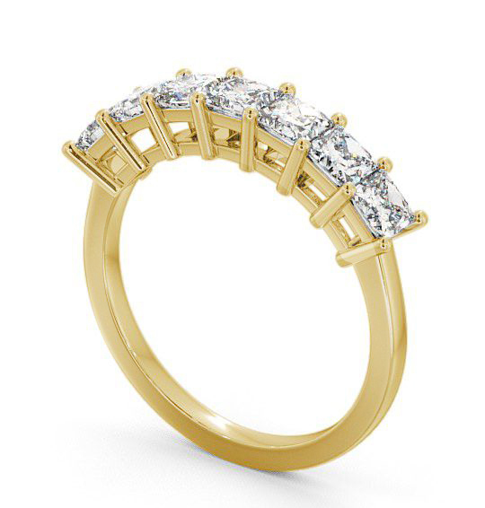 Seven Stone Princess Diamond Traditional Style Ring 9K Yellow Gold SE5_YG_THUMB1 