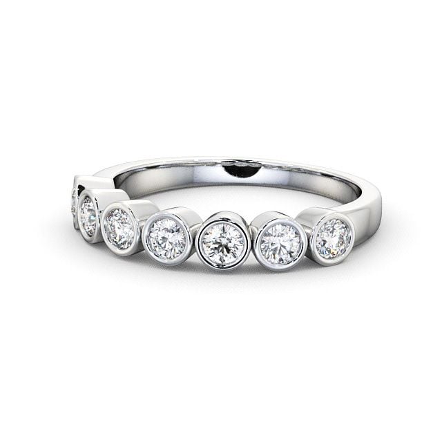 Seven Stone Round Diamond Ring 9K White Gold - Wardington SE6_WG_FLAT