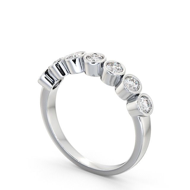 Seven Stone Round Diamond Ring 18K White Gold - Wardington SE6_WG_SIDE