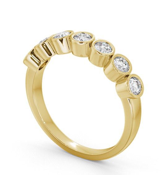 Seven Stone Round Diamond Bezel Set Ring 9K Yellow Gold SE6_YG_THUMB1