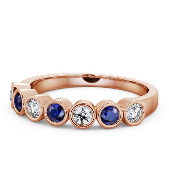  Seven Stone Blue Sapphire and Diamond 0.51ct Ring 9K Rose Gold - Wardington SE6GEM_RG_BS_THUMB2 