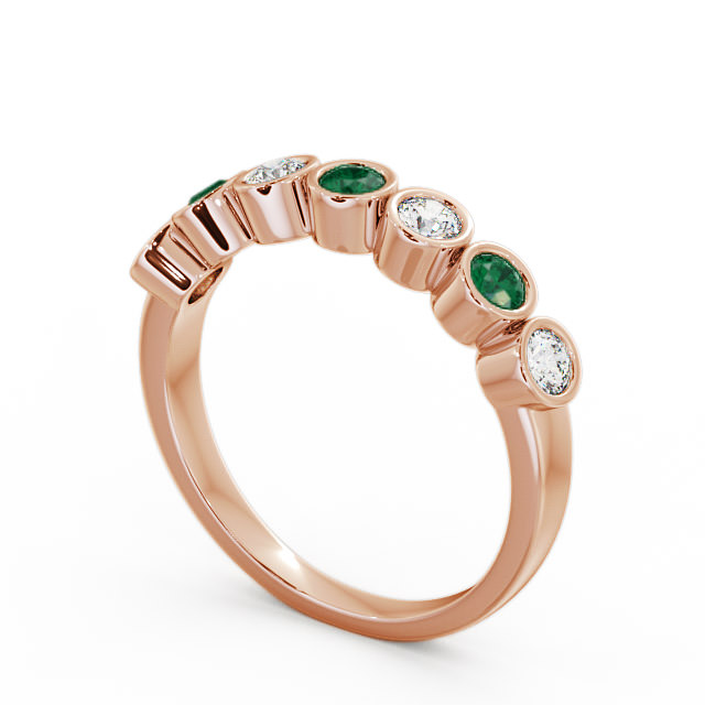 Seven Stone Emerald and Diamond 0.45ct Ring 18K Rose Gold - Wardington SE6GEM_RG_EM_SIDE