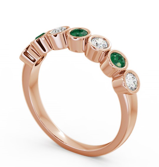 Seven Stone Emerald and Diamond 0.45ct Ring 9K Rose Gold - Wardington SE6GEM_RG_EM_THUMB1