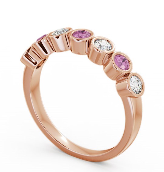 Seven Stone Pink Sapphire and Diamond 0.51ct Ring 9K Rose Gold - Wardington SE6GEM_RG_PS_THUMB1