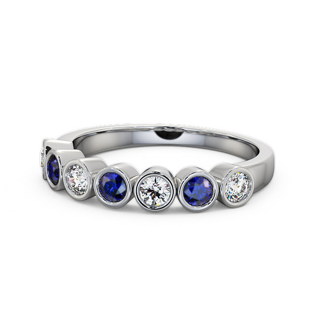 Seven Stone Blue Sapphire and Diamond 0.51ct Ring Platinum - Wardington SE6GEM_WG_BS_FLAT