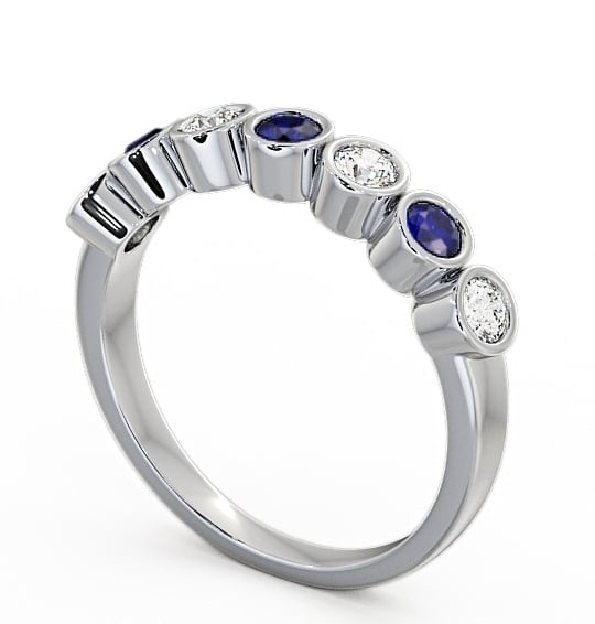 Seven Stone Blue Sapphire and Diamond 0.51ct Ring 9K White Gold SE6GEM_WG_BS_THUMB1