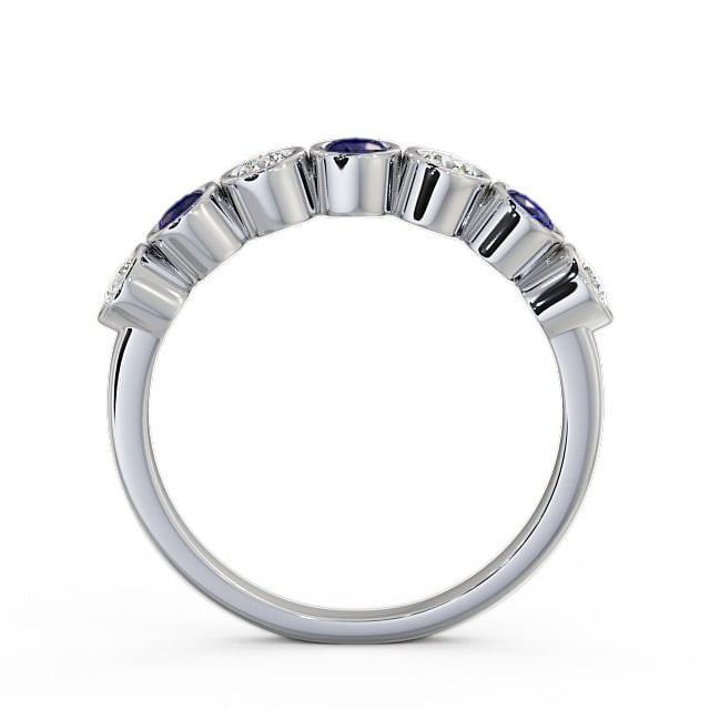Seven Stone Blue Sapphire and Diamond 0.51ct Ring 18K White Gold - Wardington SE6GEM_WG_BS_UP