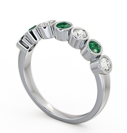 Seven Stone Emerald and Diamond 0.45ct Ring 9K White Gold - Wardington SE6GEM_WG_EM_THUMB1