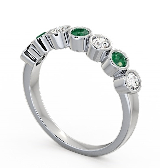 Seven Stone Emerald and Diamond 0.45ct Ring 18K White Gold SE6GEM_WG_EM_THUMB1 