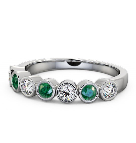  Seven Stone Emerald and Diamond 0.45ct Ring 18K White Gold - Wardington SE6GEM_WG_EM_THUMB2 