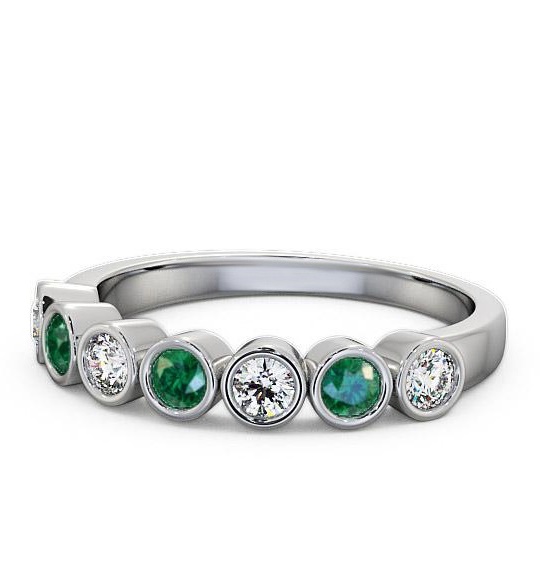 Wardington Seven Stone Gemstone and Diamond Ring 0.51ct Bezel Set SE6GEM_WG_EM_THUMB2 