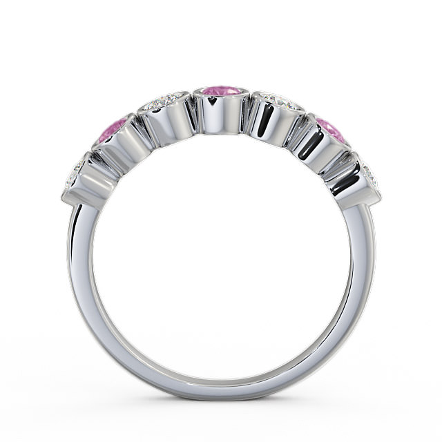 Seven Stone Pink Sapphire and Diamond 0.51ct Ring 18K White Gold - Wardington SE6GEM_WG_PS_UP