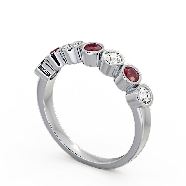 Seven Stone Ruby and Diamond 0.51ct Ring 9K White Gold - Wardington SE6GEM_WG_RU_SIDE