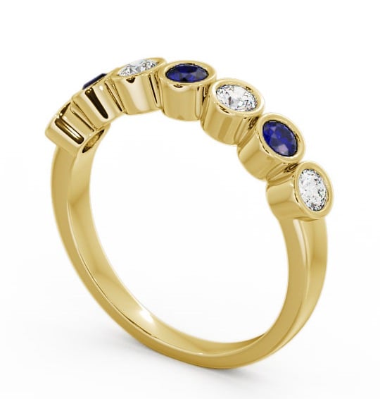 Seven Stone Blue Sapphire and Diamond 0.51ct Ring 18K Yellow Gold SE6GEM_YG_BS_THUMB1