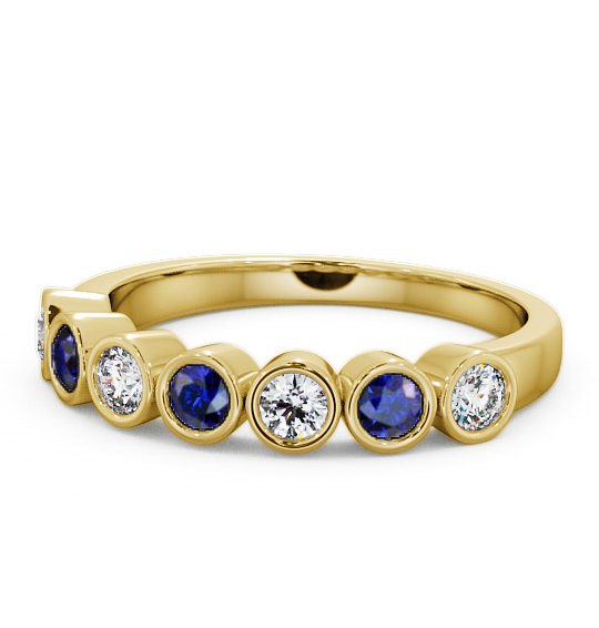  Seven Stone Blue Sapphire and Diamond 0.51ct Ring 18K Yellow Gold - Wardington SE6GEM_YG_BS_THUMB2 