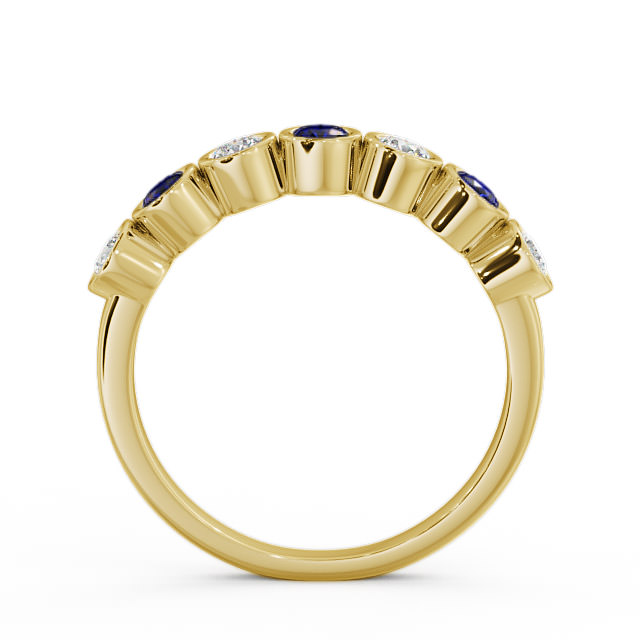 Seven Stone Blue Sapphire and Diamond 0.51ct Ring 9K Yellow Gold - Wardington SE6GEM_YG_BS_UP