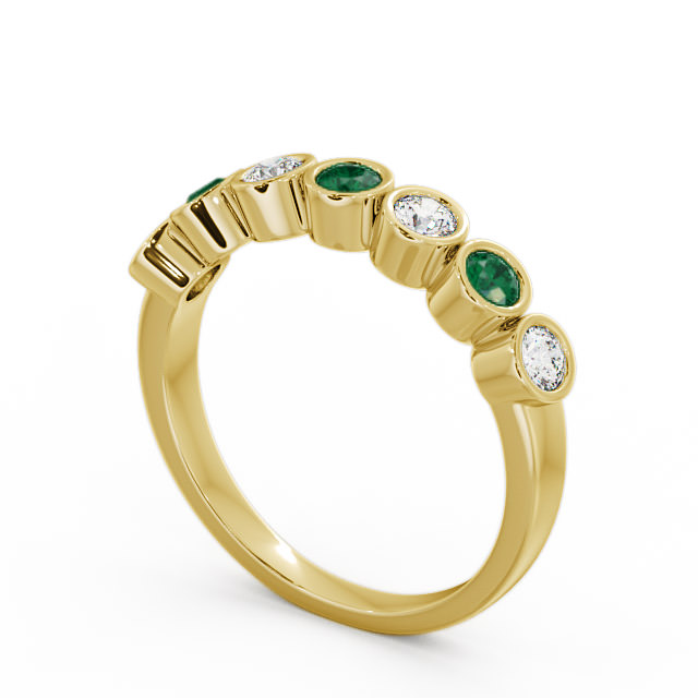 Seven Stone Emerald and Diamond 0.45ct Ring 9K Yellow Gold - Wardington