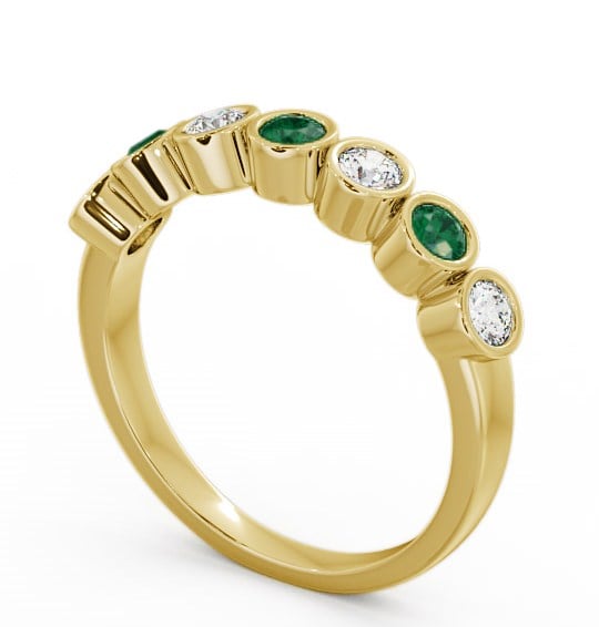 Seven Stone Emerald and Diamond 0.45ct Ring 18K Yellow Gold - Wardington SE6GEM_YG_EM_THUMB1
