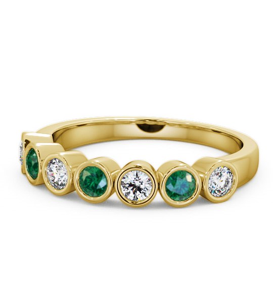  Seven Stone Emerald and Diamond 0.45ct Ring 18K Yellow Gold - Wardington SE6GEM_YG_EM_THUMB2 