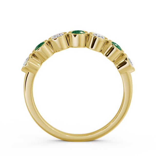Seven Stone Emerald and Diamond 0.45ct Ring 18K Yellow Gold - Wardington SE6GEM_YG_EM_UP