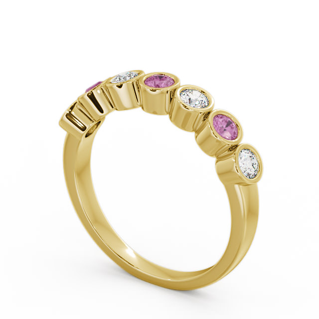Seven Stone Pink Sapphire and Diamond 0.51ct Ring 18K Yellow Gold - Wardington SE6GEM_YG_PS_SIDE