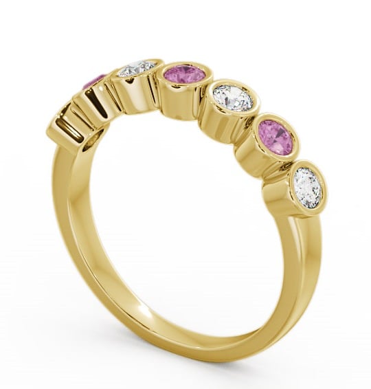 Seven Stone Pink Sapphire and Diamond 0.51ct Ring 18K Yellow Gold SE6GEM_YG_PS_THUMB1
