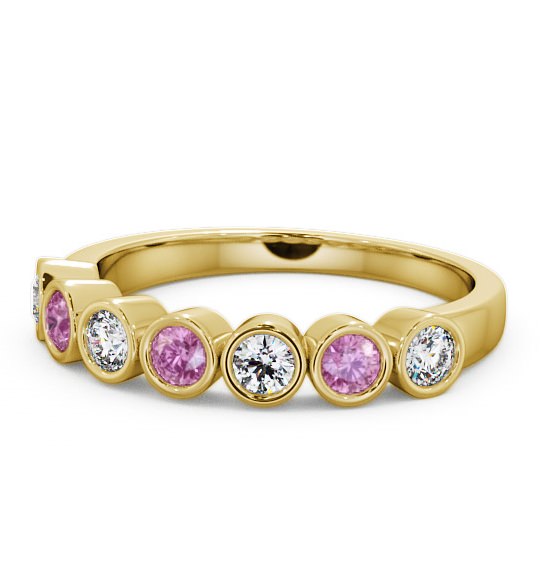  Seven Stone Pink Sapphire and Diamond 0.51ct Ring 18K Yellow Gold - Wardington SE6GEM_YG_PS_THUMB2 