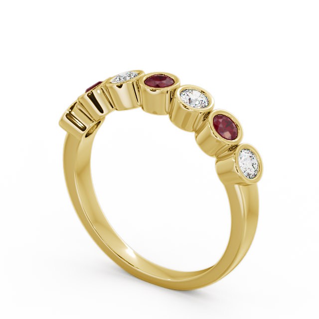 Seven Stone Ruby and Diamond 0.51ct Ring 18K Yellow Gold - Wardington SE6GEM_YG_RU_SIDE