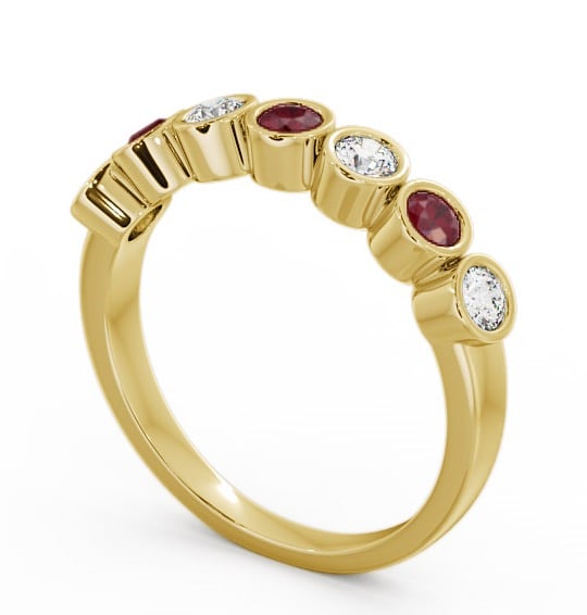 Seven Stone Ruby and Diamond 0.51ct Ring 18K Yellow Gold - Wardington SE6GEM_YG_RU_THUMB1