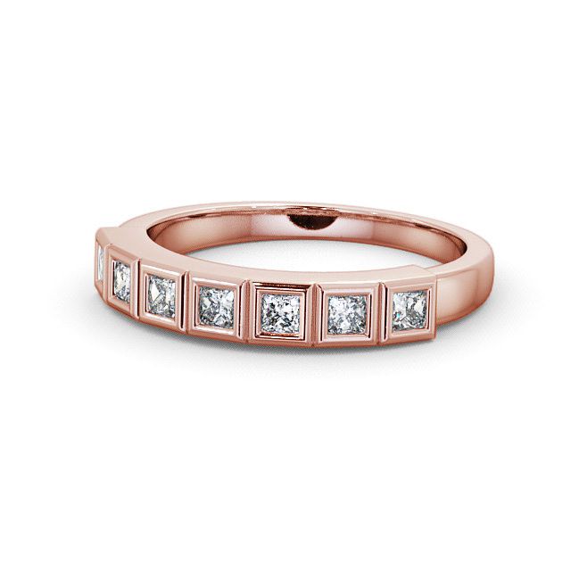 Seven Stone Princess Diamond Ring 18K Rose Gold - Ingleby SE7_RG_FLAT