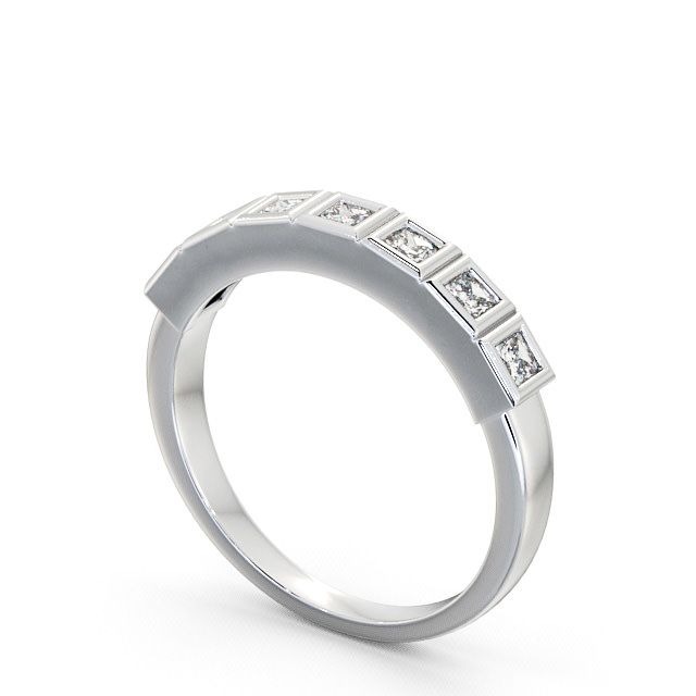 Seven Stone Princess Diamond Ring 9K White Gold - Ingleby SE7_WG_SIDE