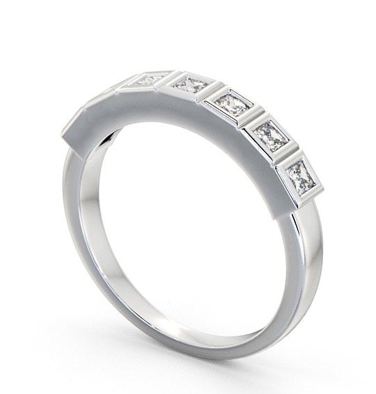 Seven Stone Princess Diamond Unique Bezel Set Ring Platinum SE7_WG_THUMB1