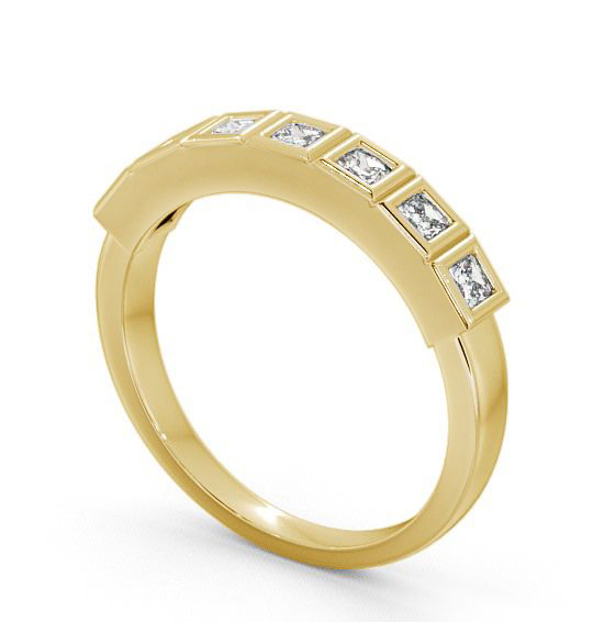 Seven Stone Princess Diamond Unique Bezel Set Ring 9K Yellow Gold SE7_YG_THUMB1