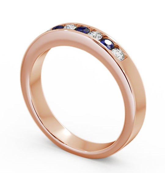 Seven Stone Blue Sapphire and Diamond 0.27ct Ring 9K Rose Gold - Haughley SE8GEM_RG_BS_THUMB1