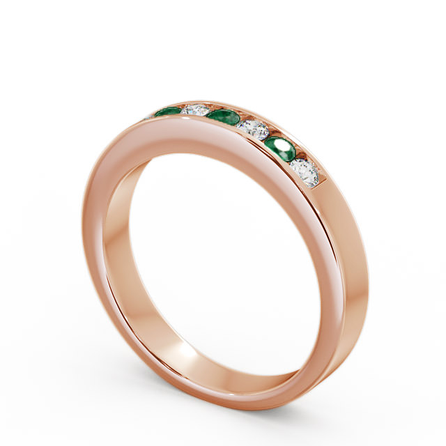 Seven Stone Emerald and Diamond 0.24ct Ring 9K Rose Gold - Haughley