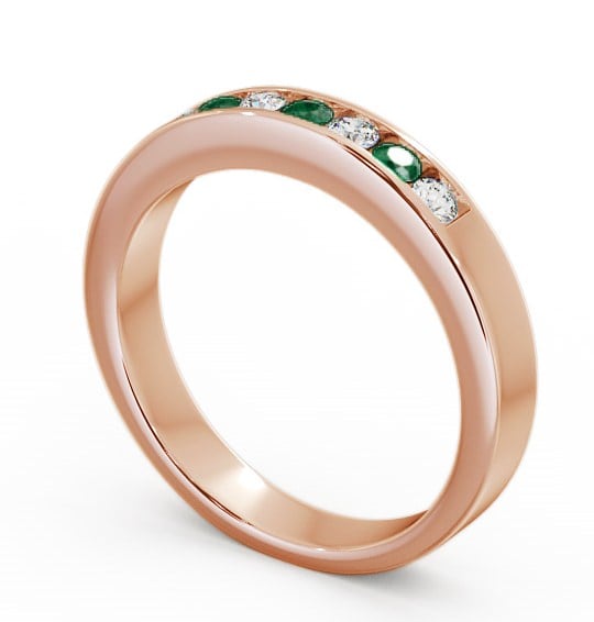 Seven Stone Emerald and Diamond 0.24ct Ring 18K Rose Gold - Haughley SE8GEM_RG_EM_THUMB1