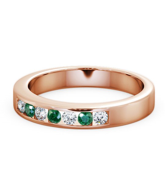  Seven Stone Emerald and Diamond 0.24ct Ring 18K Rose Gold - Haughley SE8GEM_RG_EM_THUMB2 