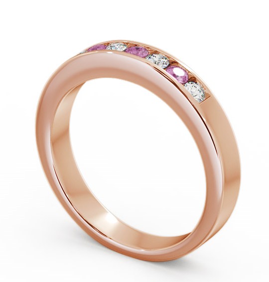 Seven Stone Pink Sapphire and Diamond 0.27ct Ring 9K Rose Gold - Haughley SE8GEM_RG_PS_THUMB1