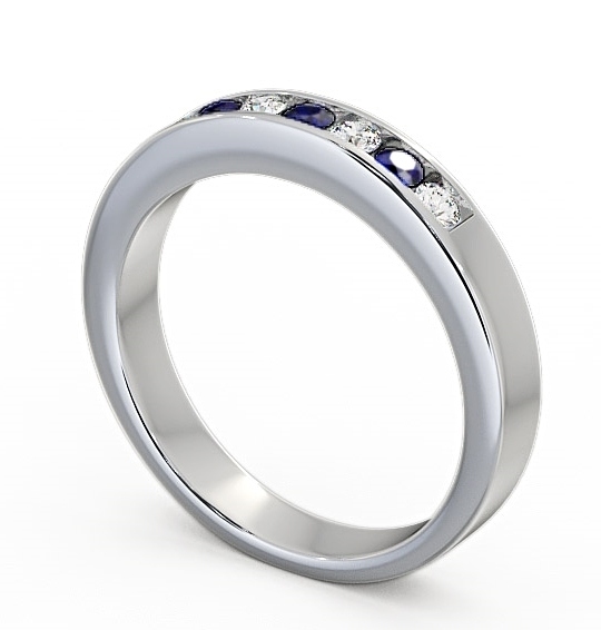 Seven Stone Blue Sapphire and Diamond 0.27ct Ring 18K White Gold SE8GEM_WG_BS_THUMB1