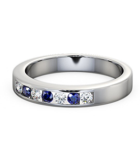  Seven Stone Blue Sapphire and Diamond 0.27ct Ring 9K White Gold - Haughley SE8GEM_WG_BS_THUMB2 